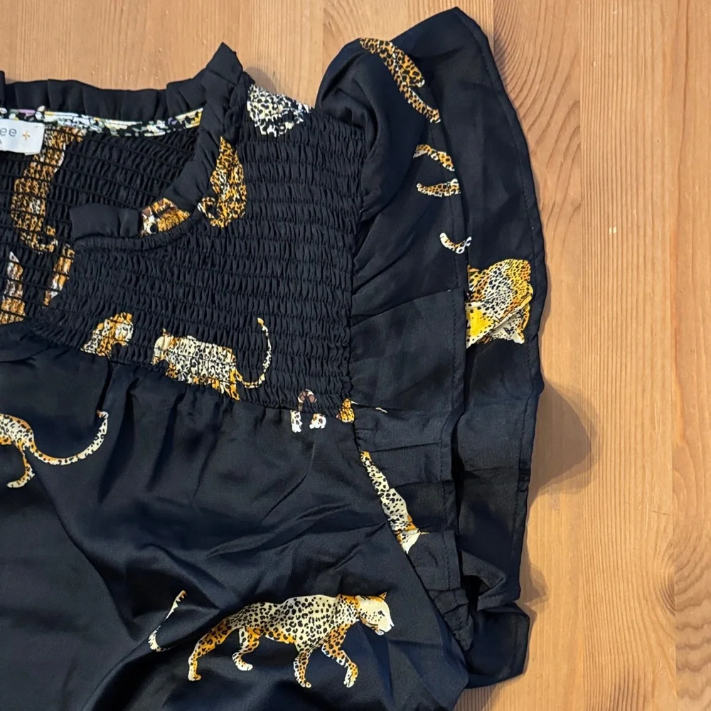 NWT! Umgee Black and Gold Leopard Print Dress Size 1XL - Picture 6 of 8